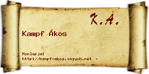 Kampf Ákos névjegykártya
